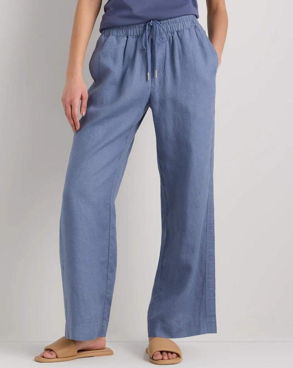 Quince Wide Leg Linen Pants Moonstone Blue Size XS 100% European Linen